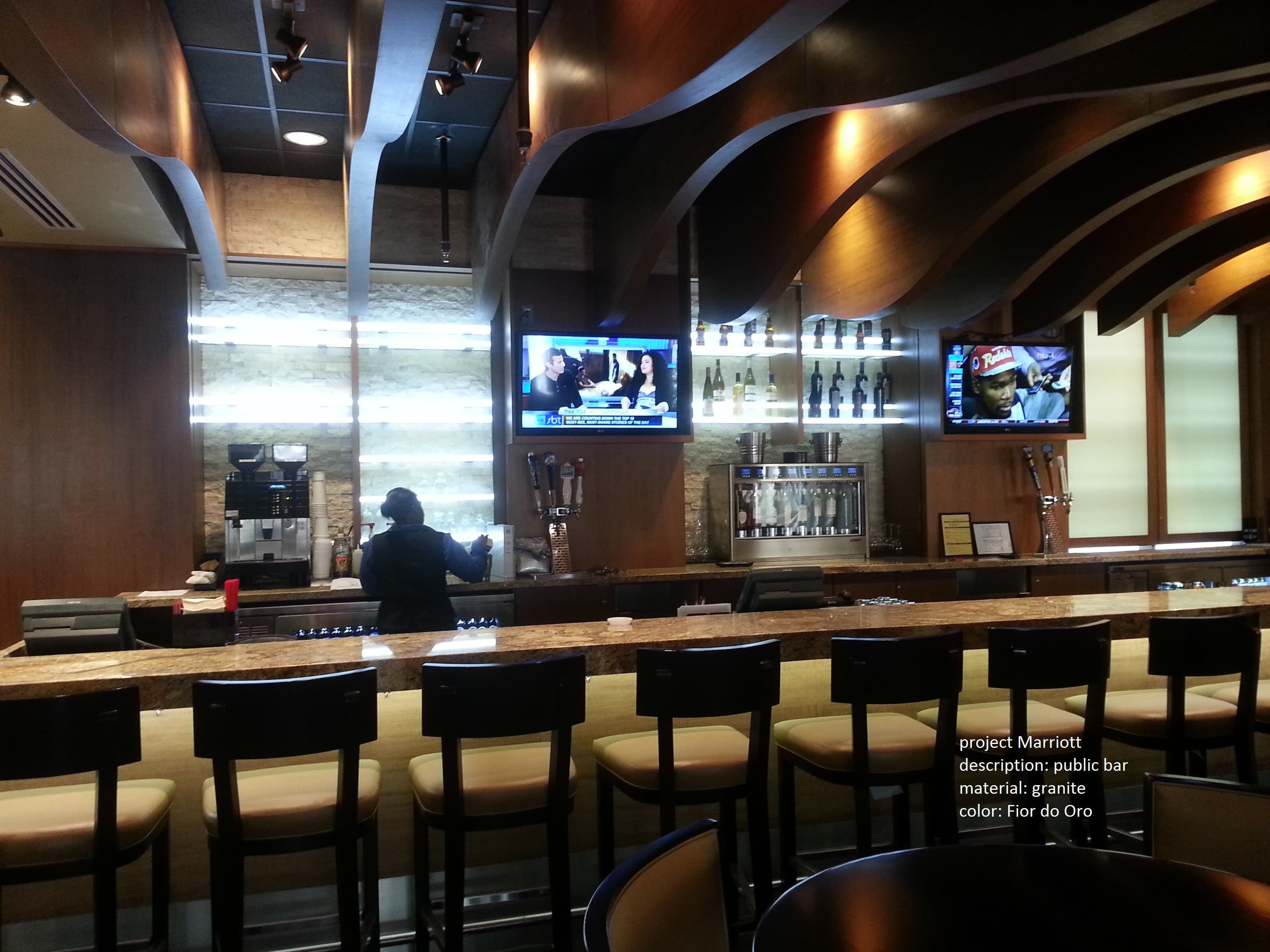 Granite public bar fabricated for a Marriott project